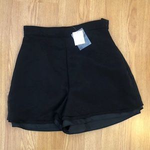 UO high waisted black chiffon layered Shorts